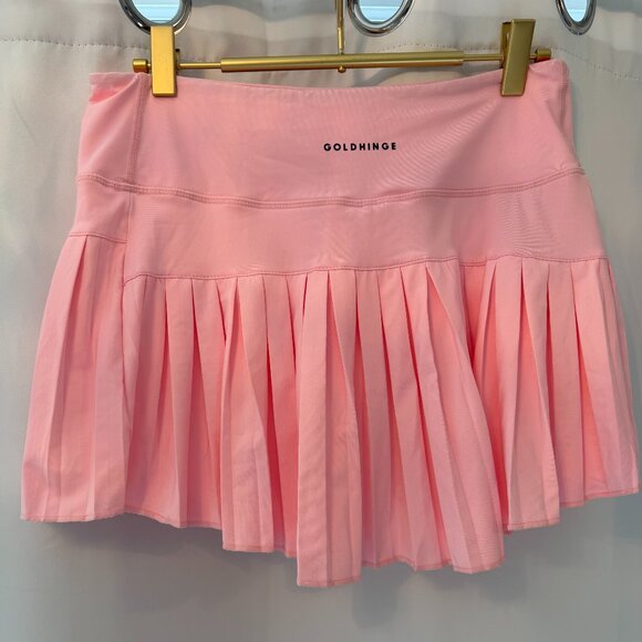 Gold Hinge Pleated Tennis Skirt with Built in Spandex Shorts - Picture 1 of 2